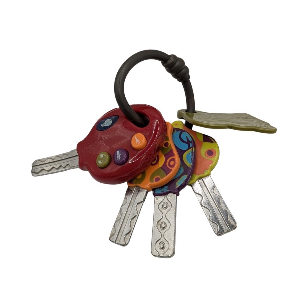 B. Toys Battat FunKeys Metal Toy Car Keys Red Remote Lights Sounds Tested Works